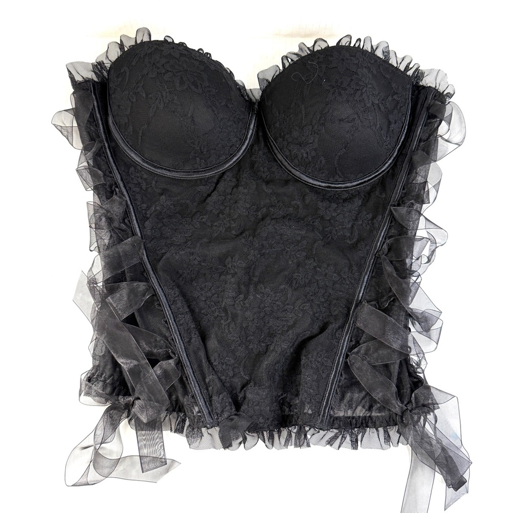 Vintage Elegant Black Lace Bustier Corset WhimsyGoth 32-34B/c